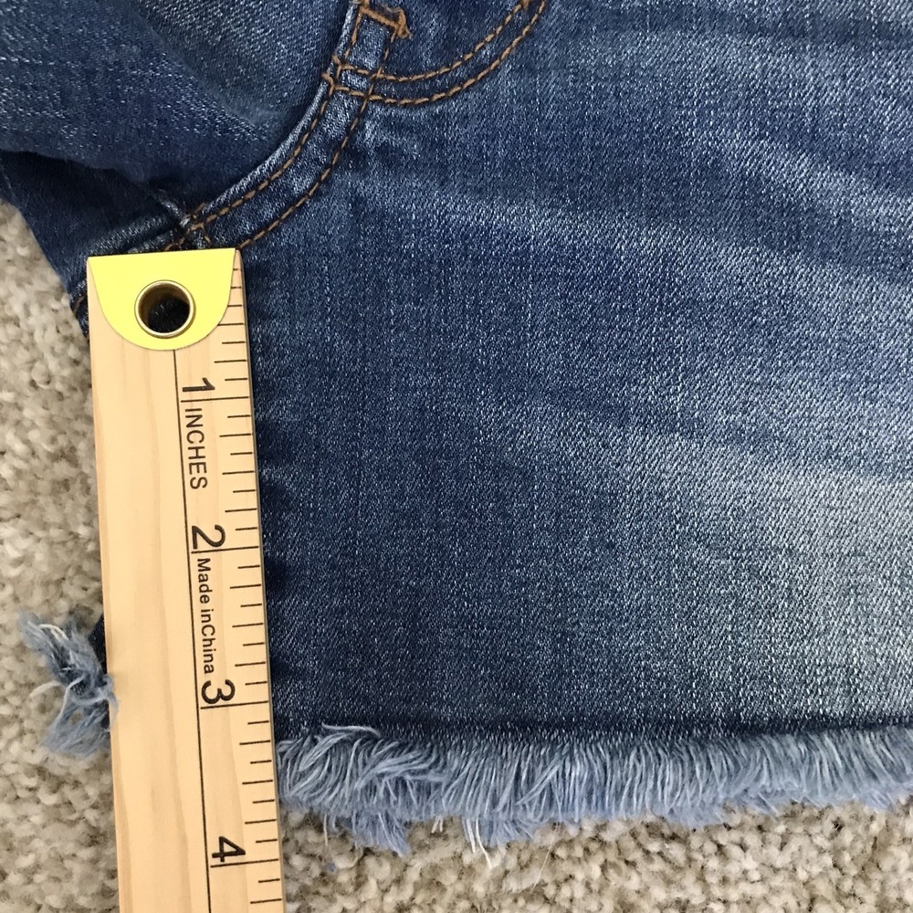 American Eagle Midi Jean Shorts Womens 6 Raw Hem Cutoff Blue Denim Super Stretch - Picture 16 of 16